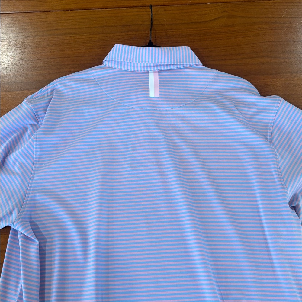 Rhoback Men's Polo Shirt - Light Blue and White Stripes - Picture 4 of 4